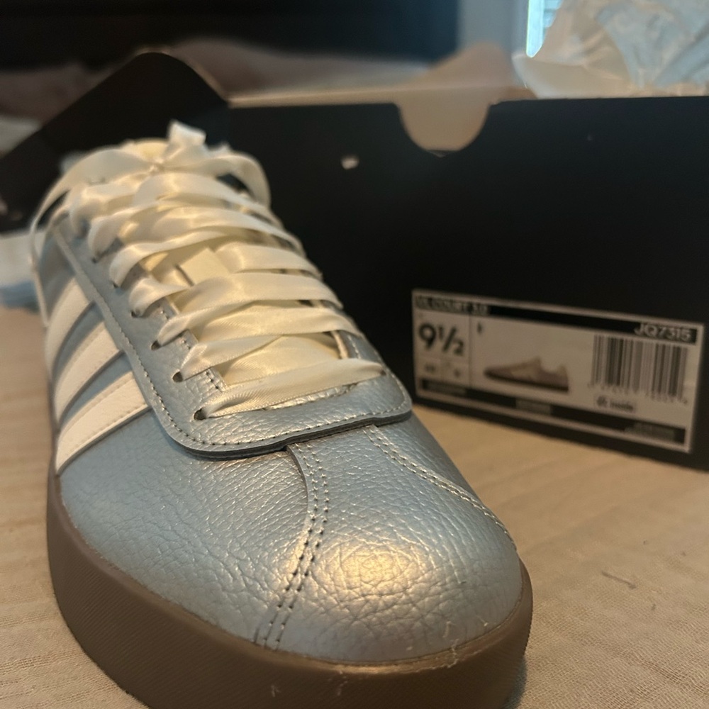 Adidas Silver Sneakers with White Accents